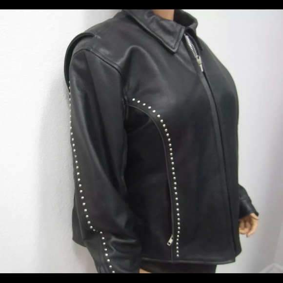 Studded Motorcycle Jacket Leather XXL - Picture 13 of 14